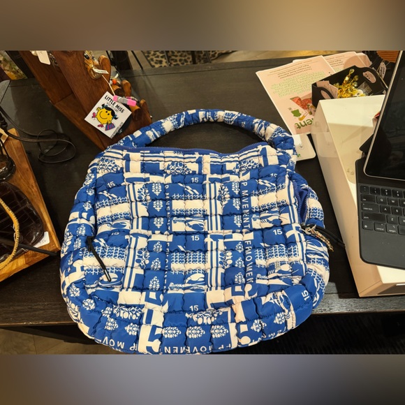 Free People Blue and Cream Patterned Tote - Picture 1 of 10